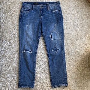 JCrew Boyfriend ripped patched jeans